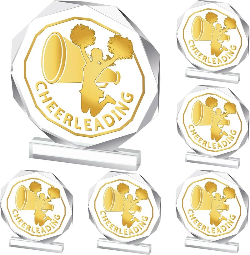 Anglechic 6 Pack Sports Trophy Acrylic Award Medals 4.72 x 4.72 Inch Sports Contest Trophies Bulk Plaques Team Prize Gift Trophies for Competition - Image 1